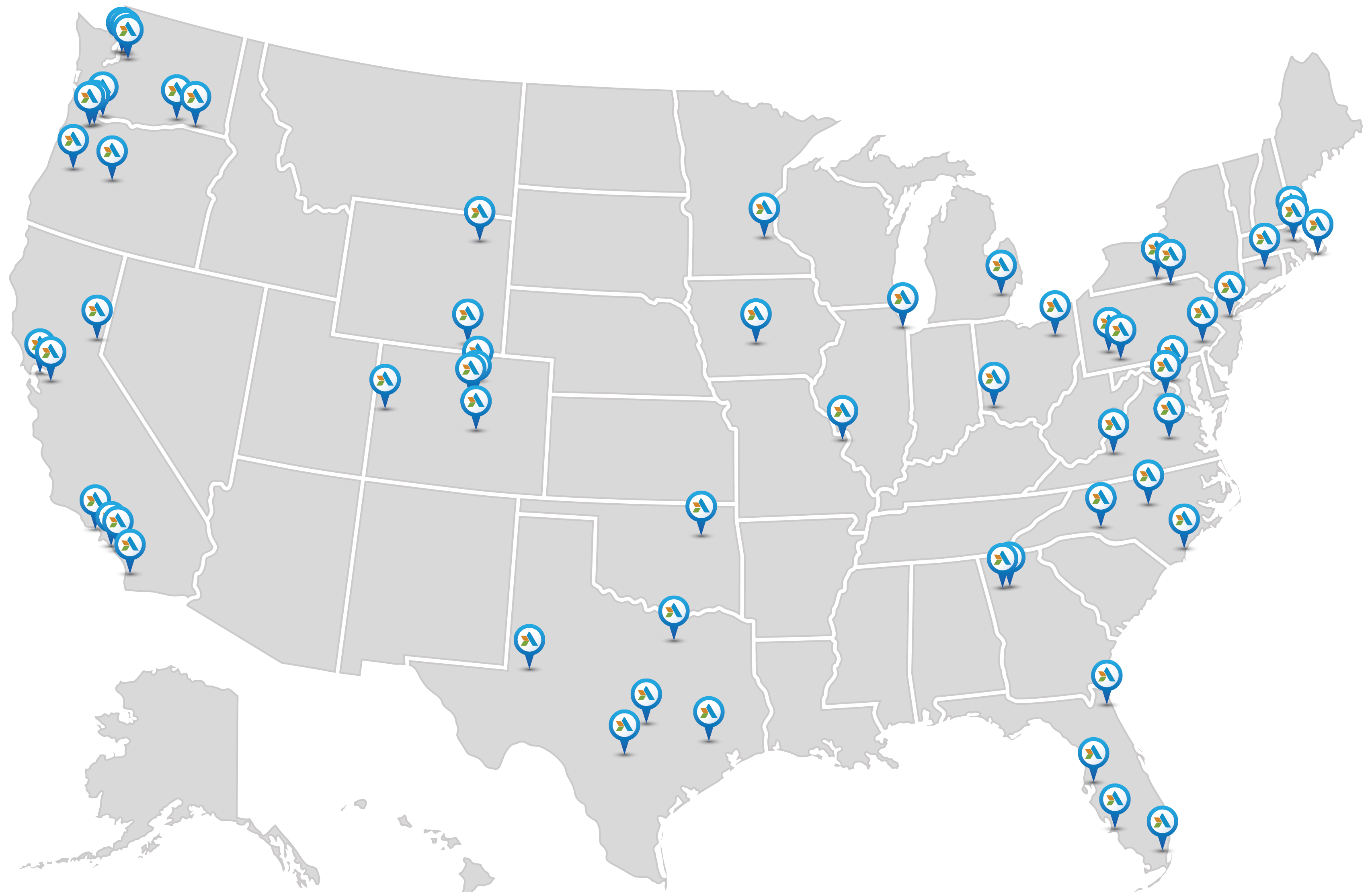 Map showing nationwide Apex offices across the US.