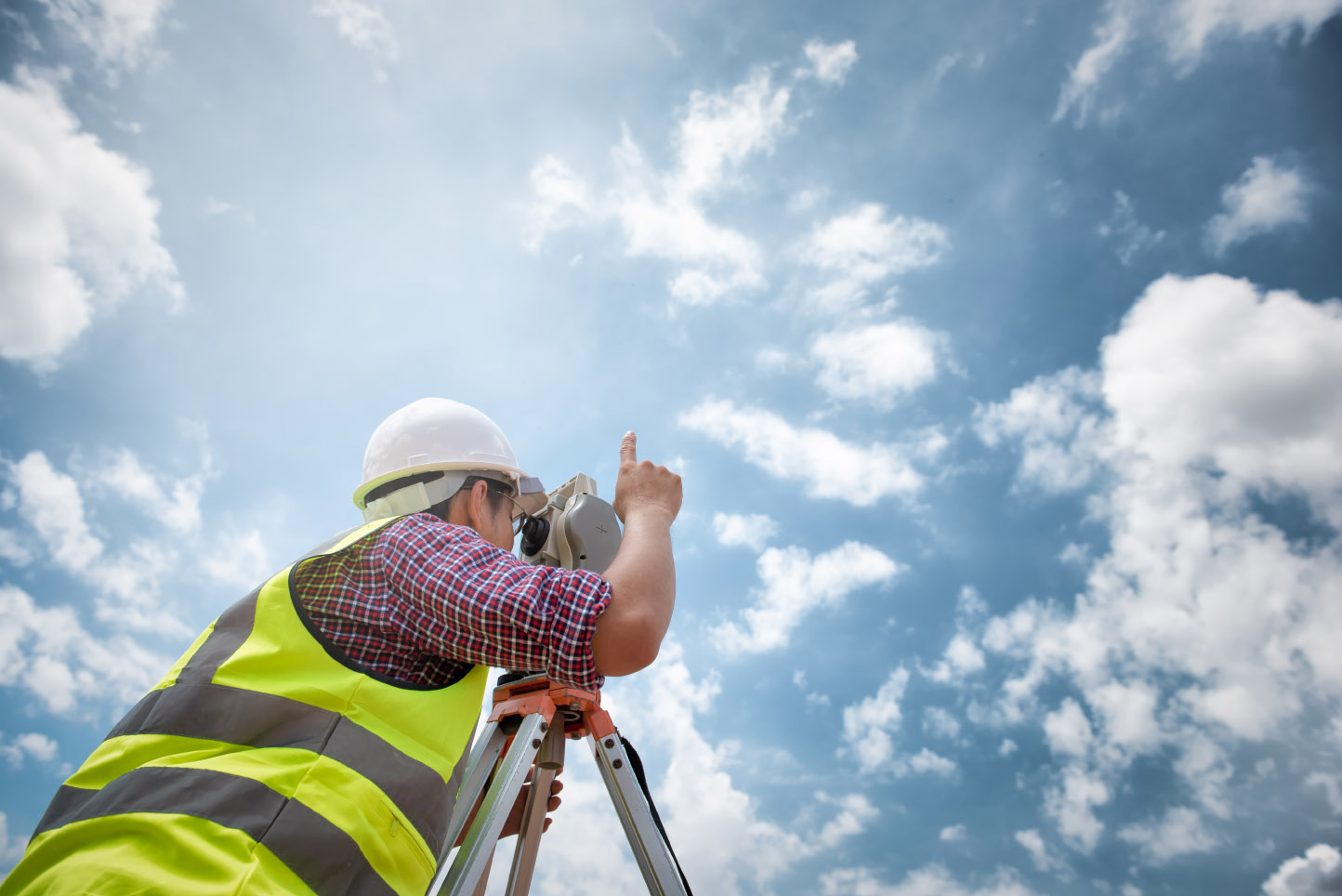 Surveyor equipment. Surveyor’s telescope at construction site or Surveying for making contour plans are a graphical representation of the lay of the land before startup construction work