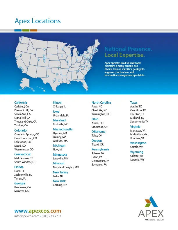 Apex Companies locations brochure