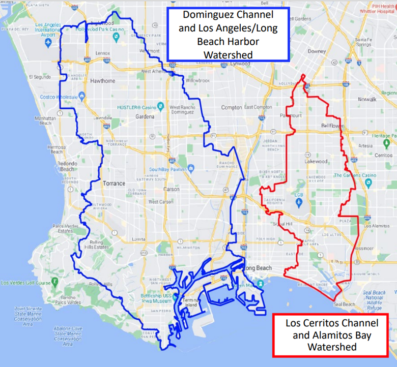 Map of the Dominguez Channel and Los Angeles/Long Beach Harbor Watershed and Los Cerritos Channel/Alamitos Bay Watershed