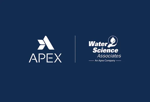 Apex and Water Science Associates logo lockup