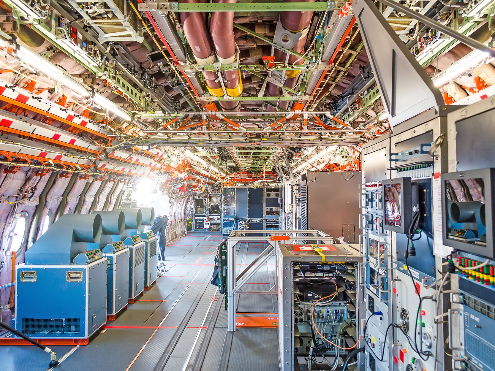 Interior of aircraft during manufacturing